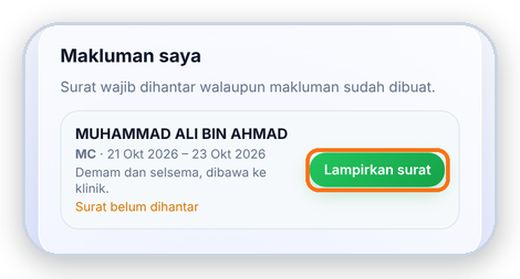 Hantar surat kemudian